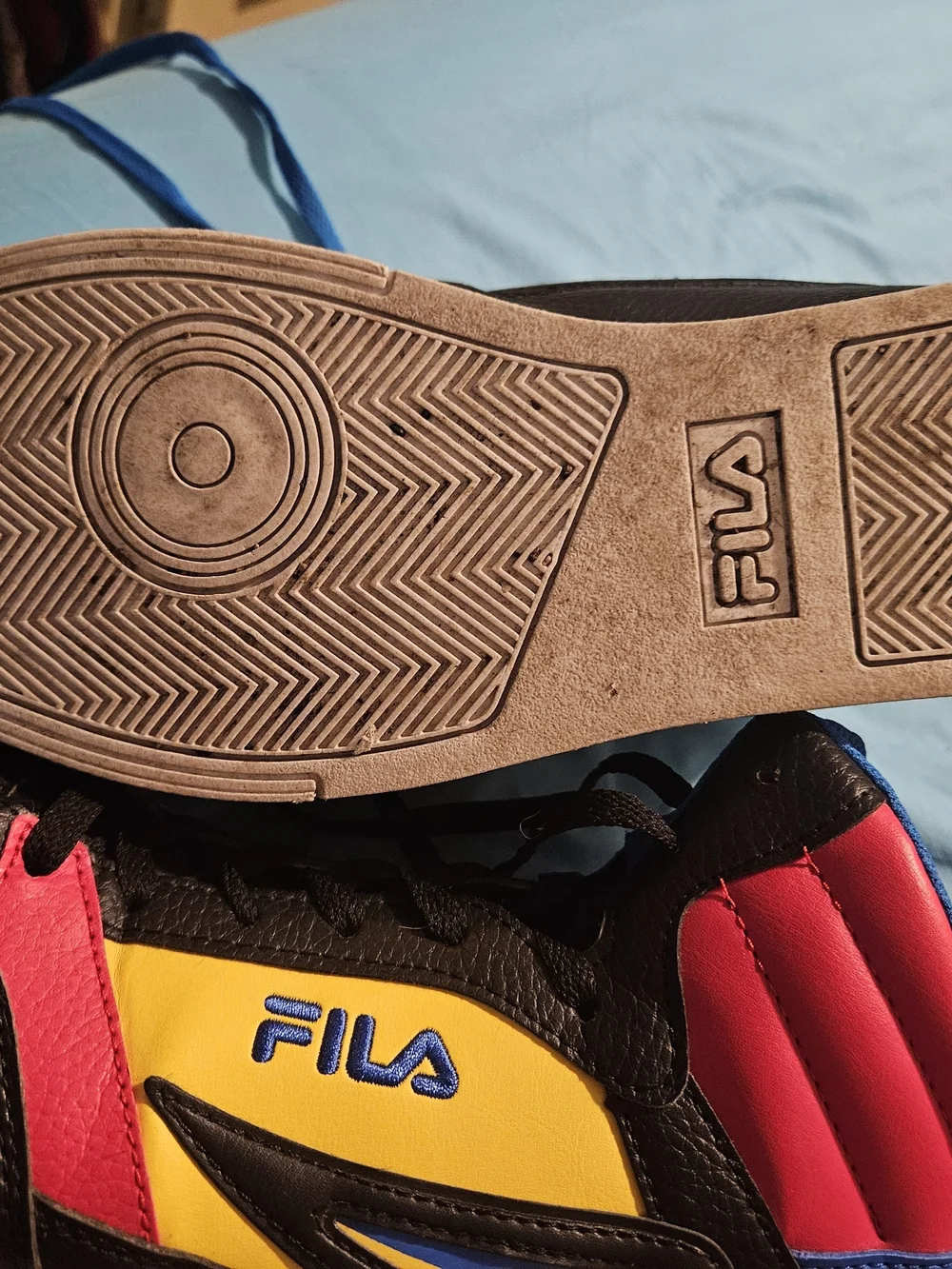 Fila Mens High-Top Sneakers in Blue, Yellow & Red